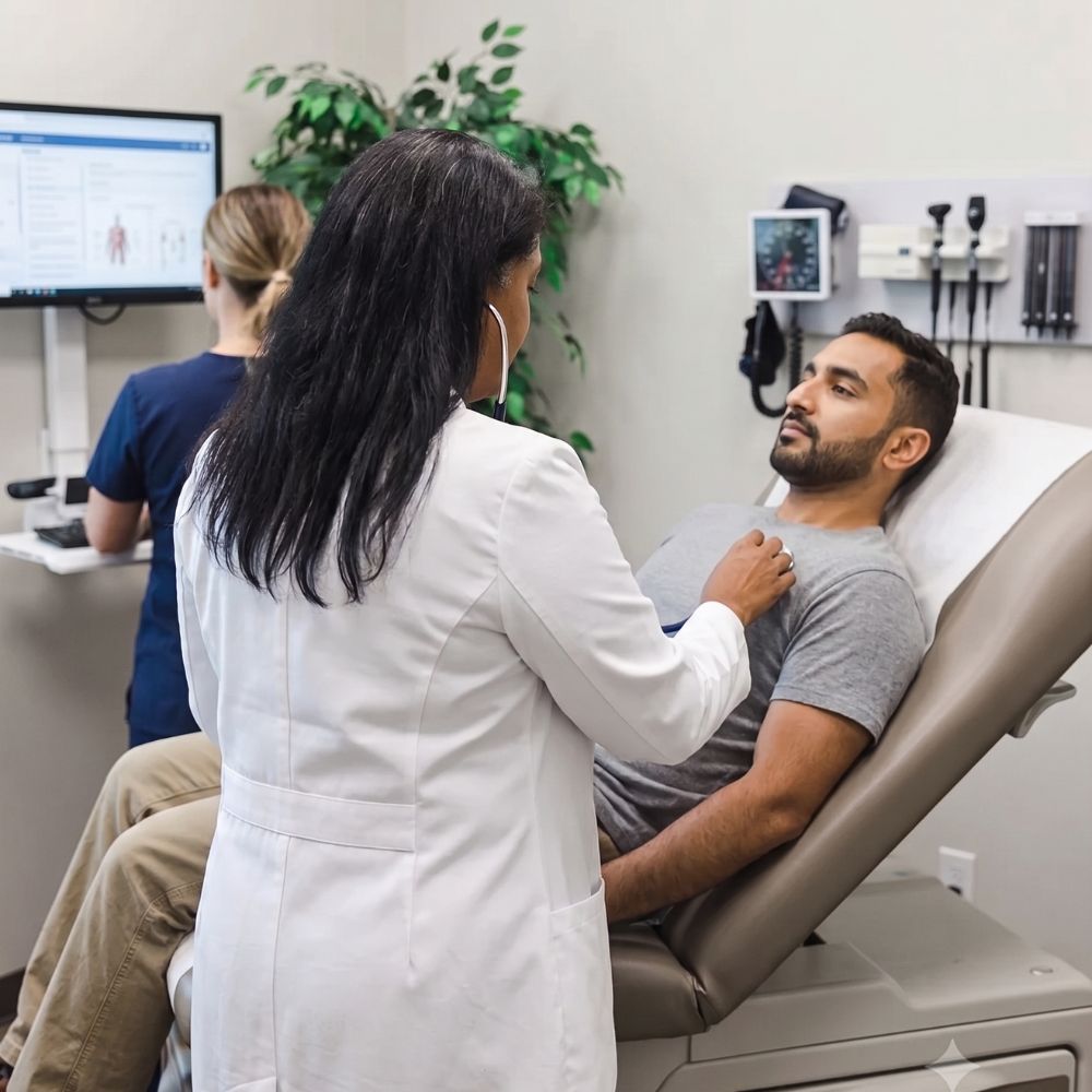 Doctor performing examination of patient PCCT